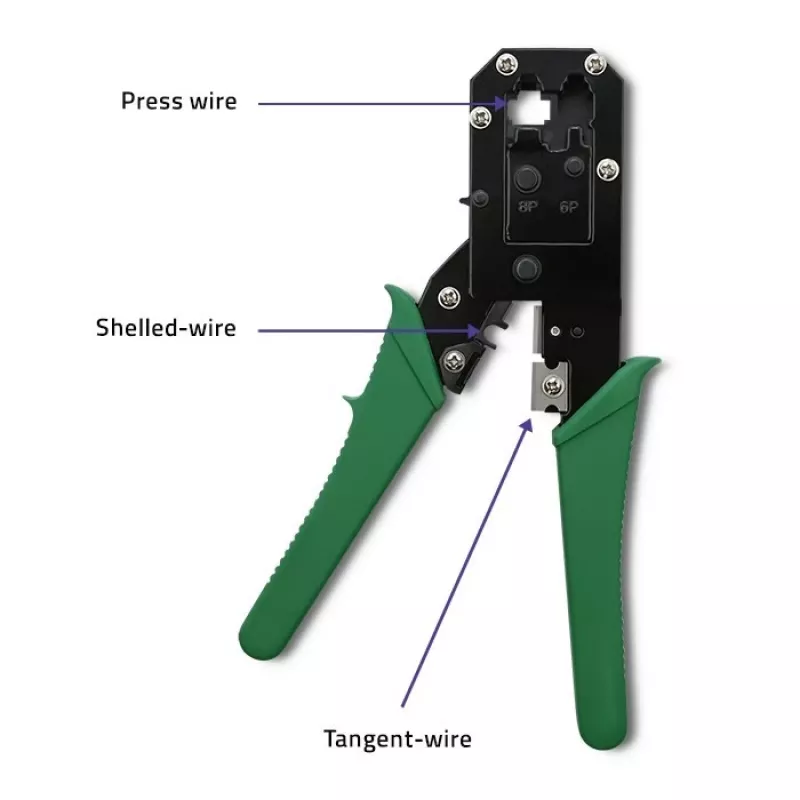Pinza crimpatrice e taglia cavi QOLTEC 54381 — pinza crimpatrice per connettori di rete modulari e taglia cavi