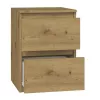 Comodino Top e shop M2 ARTISAN, 2 cassetti, legno rovere, 300×300×400 mm