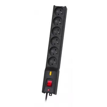 Ciabatta Lestar 1966004697 — 6 prese tipo E, 230 V, cavo 5 m, nero