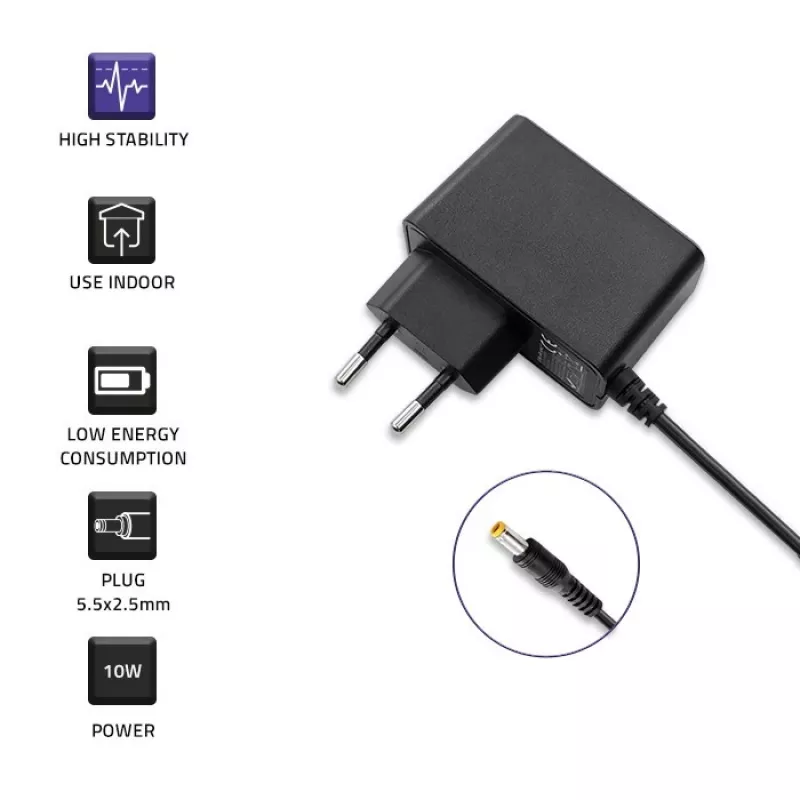 Alimentatore a spina 10W 5V, 2A, 5,5x2,5