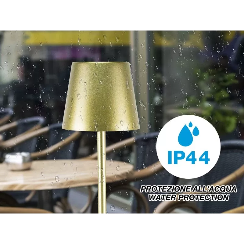 Beper P201UTP116 lampada da tavolo LED ricaricabile, 1,5 W, interruttore touch, dimmerabile, adattatore per bottiglia da 33 mm, resistente all'acqua, oro