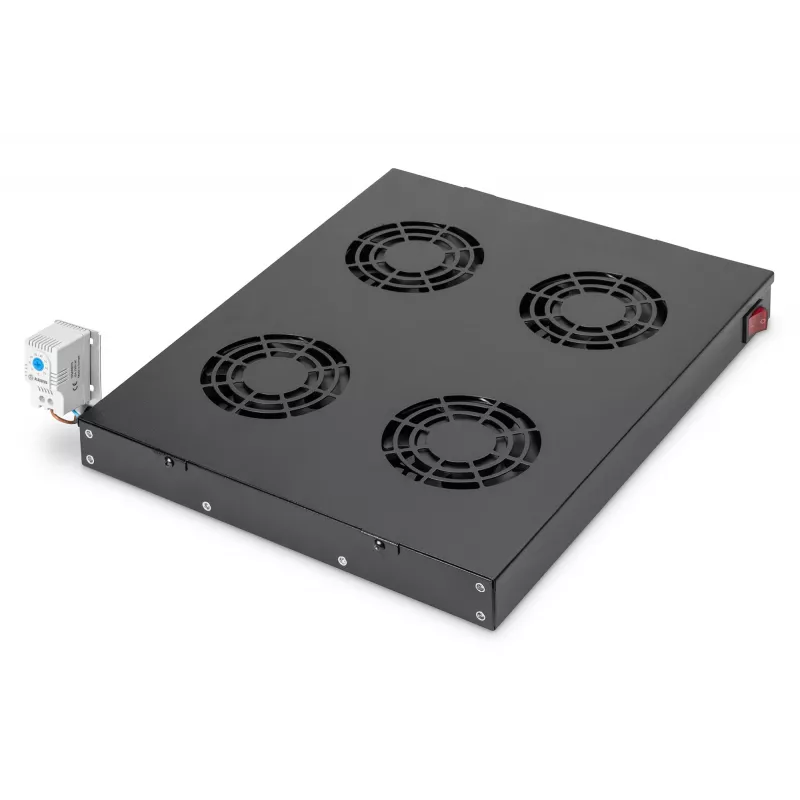 Digitus DN-19 FAN-4-HO-SW unità di ventilazione da tetto 19 pollici, 4 ventole, termostato, nero