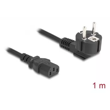 Cavo di alimentazione DELOCK CEE 7/7 (E+F) a IEC C13 90° angolare, 1 m, H05VV-F 3x1,00 mm², nero