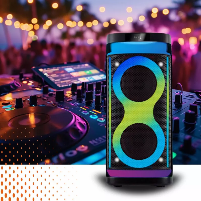 Altoparlante portatile MANTA SPK0601B100, 100 W, Bluetooth, karaoke, microfono wireless, batteria ricaricabile, equalizzatore, illuminazione disco