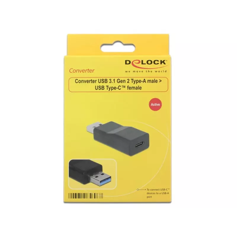 Adattatore per cavo DeLOCK 65696 USB 3.1 Gen 2 Type-A su Type-C nero