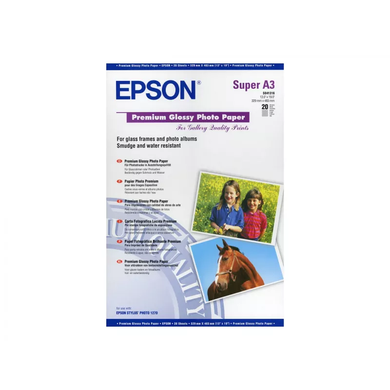 Epson Premium Glossy Photo Paper, DIN A3+, 250g/m², 20 fogli