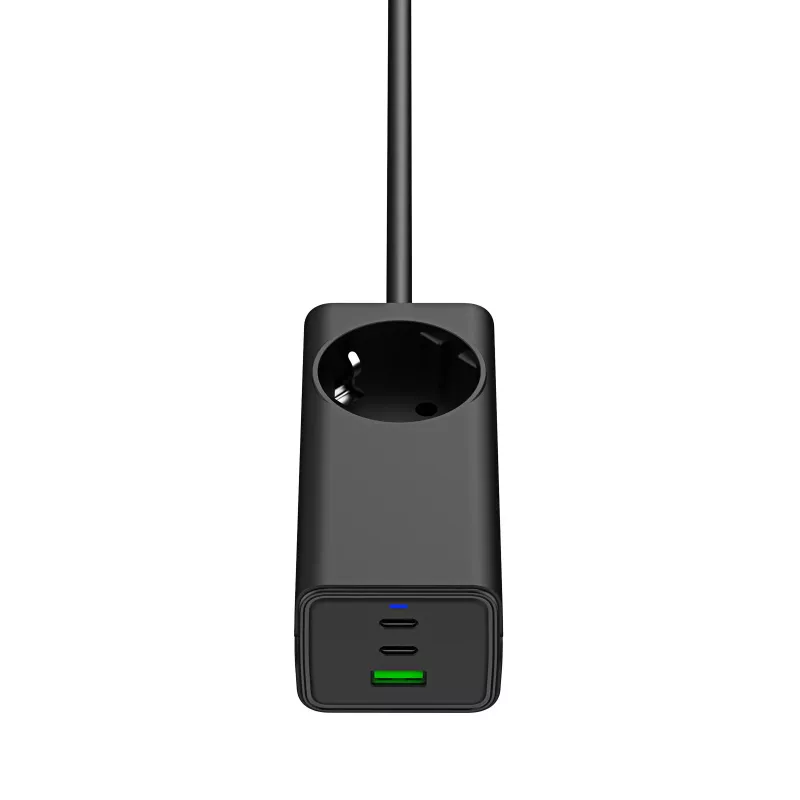 Caricabatterie USB GaN Akyga AK-CH-21 65 W, 2 x USB-C + USB-A, con presa, 1,5 m, nero