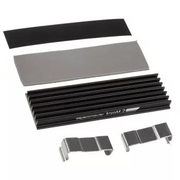 Dissipatore Aqua-Computer kryoM.2 — alluminio/acciaio inox, 70×24×9 mm
