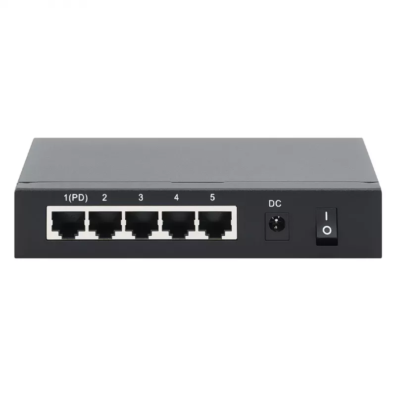 Switch Gigabit 5xPoE Passthrough, alimentato tramite PoE o AC, 68W