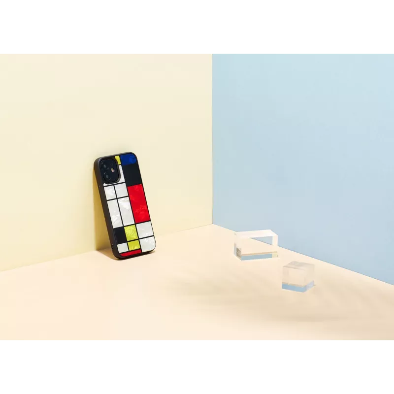 Custodia protettiva iKins per Apple iPhone 12 mini – design nero Mondrian