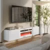 Mobile TV Cama LARA 183x35x37 bianco opaco + camino bianco