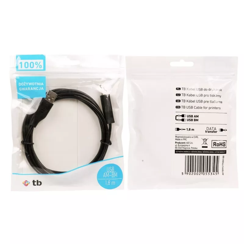 TB Cavo USB AM-BM 1.8 nero (AKTBXKU1PABW18B)