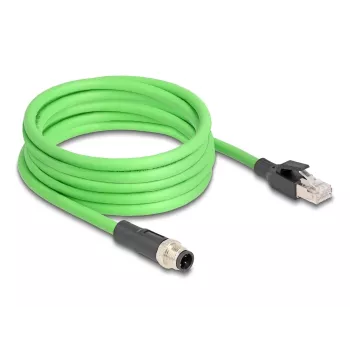 Cavo di rete DeLOCK cavo M12 D-codificato 4 poli connettore maschio su connettore maschio RJ45 PUR (TPU) 5 m