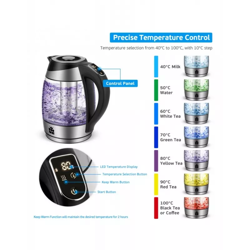 Bollitore elettrico Forme FKG-448 1,7 l 2200 W nero