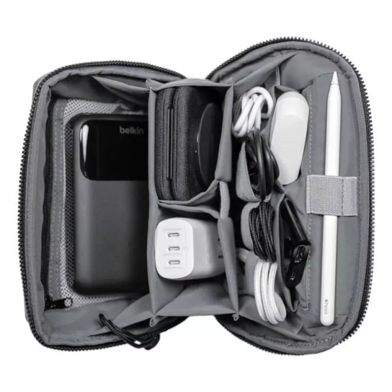Organizer da viaggio Belkin MMA013HQBK design compatto materiale robusto, borsa per cavi e accessori