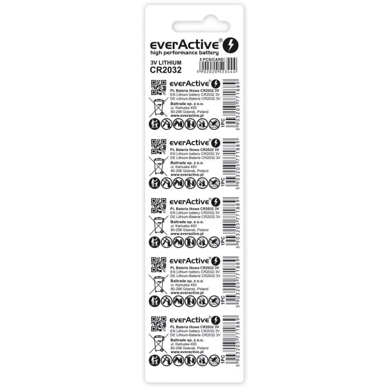 Batterie al litio everActive CR2032 - blister 5 pz.