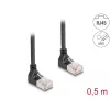 Cavo di rete DeLOCK RJ45 Cat.6A S/FTP sottile 90° verso l'alto 0,5 m nero