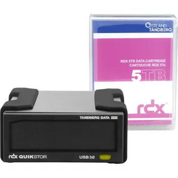 Kit unità esterna RDX Overland‑Tandberg 5TB HDD USB 3.2 Gen 1, sostenibile 260 MB/s, nero, 110×178×52 mm