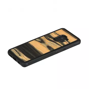 Custodia per smartphone in legno per Samsung Galaxy S9, finitura ebano bianco/nero