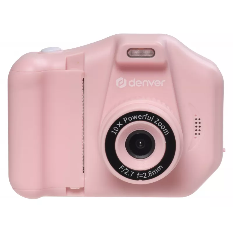 Denver KPC-1370P fotocamera digitale per bambini con stampante termica, LCD da 2,8 pollici, 48 MP, video 1440p, rosa