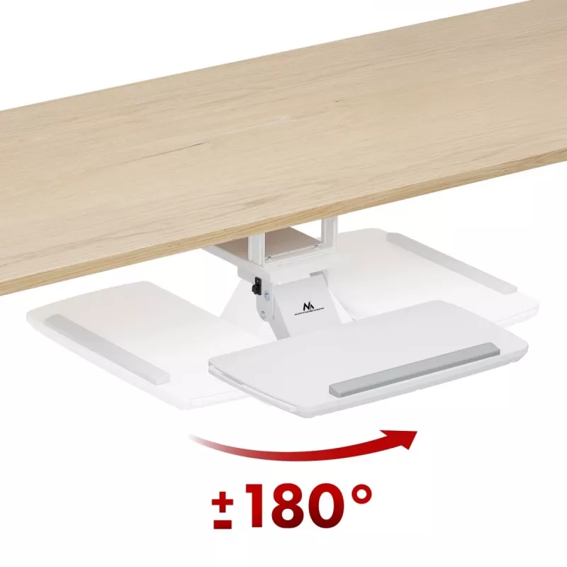 Supporto per tastiera MACLEAN MC-156 W — ripiano regolabile da sottoscrivania, carico max 5 kg