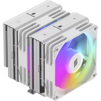 Dissipatore CPU Silentware Titan RGB White, dissipatore ad aria dual-tower, 265 W TDP, 2× ventole PWM ARGB da 120 mm