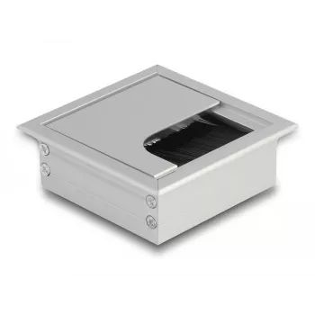 Passacavo DeLOCK per montaggio a tavolo con spazzola 80x80x28 mm argento