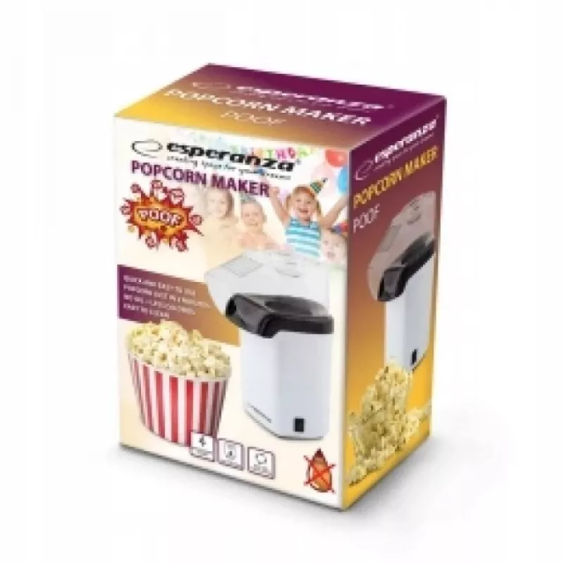 Macchina per popcorn Esperanza EKP005W nero bianco, 0,27 L, 1200 W, aria calda