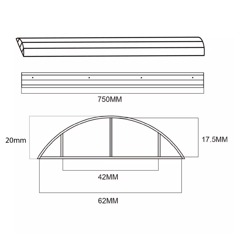 Canalina copricavi in alluminio MACLEAN MC-814 B nera — copricavi