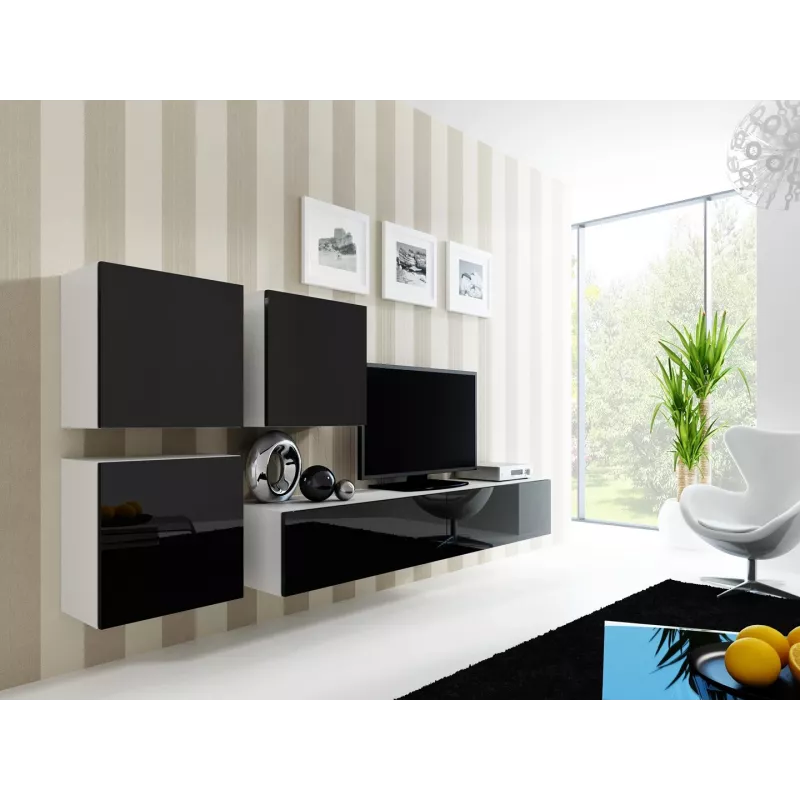 Armadietto Cama Square VIGO 50/50/30 bianco/nero lucido
