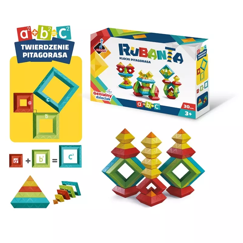 Giocattolo didattico da costruzione Ascato Pythagoras Blocks Rubanta 30 pezzi modello 119403