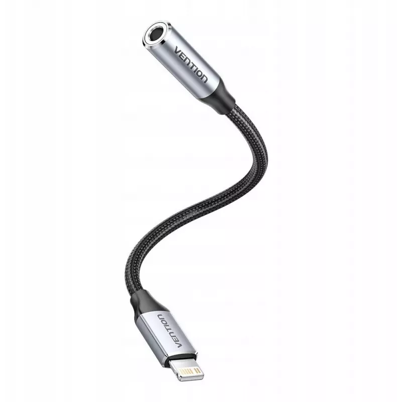 Adattatore audio Vention Lightning su 3,5 mm BMBHA, adattatore cablato Lightning su 3,5 mm con cavo da 0,1 m, grigio