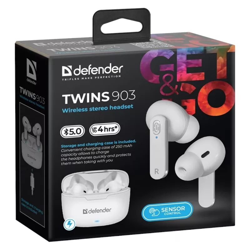 Cuffie Bluetooth Defender TWINS 903, bianche