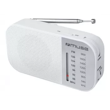 Radio portatile Muse M-025 RW — FM/AM analogica, bianco, a batteria, antenna esterna