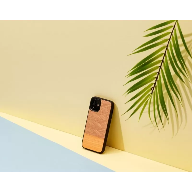 Custodia per cellulare Man and Wood per iPhone 12 mini, spina di pesce arancia nero