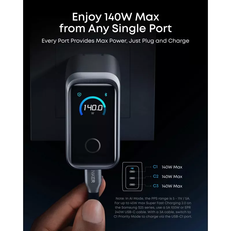 Anker Prime caricabatterie 160 W, 3 porte, argento (A2687341)