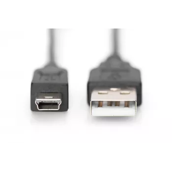 Assmann/Digitus cavo di collegamento USB 2.0 A-B cavo di collegamento USB 2.0, 480Mbit/s, USB A - USB mini B, connettore maschio/connettore maschio, 1,8m, nero (AK-300130-018-S)