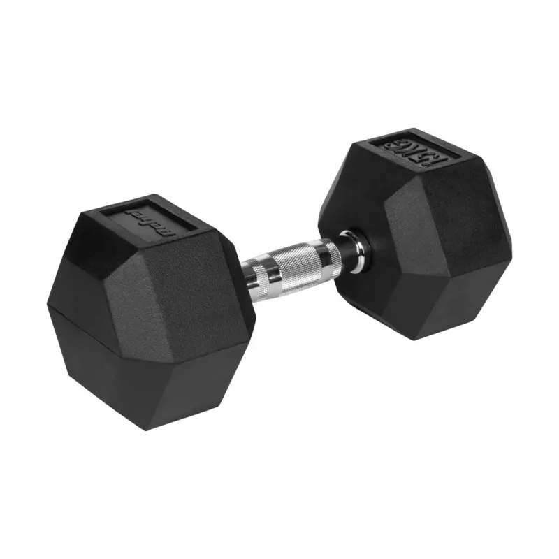 Manubrio corto Rebel Active Hex gommato 15 kg – singolo manubrio Hex, impugnatura compatta