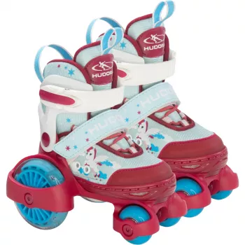 Pattini a rotelle HUDORA My First Quad LED per bambini taglia 26–29, rosso/azzurro con luci LED