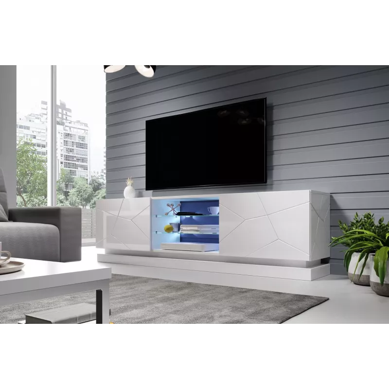 Mobile TV Cama QIU 200 MDF bianco lucido/bianco lucido