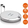 Lettore CD portatile Lenco CD-201SI con funzione audiolibro e ricarica, argento