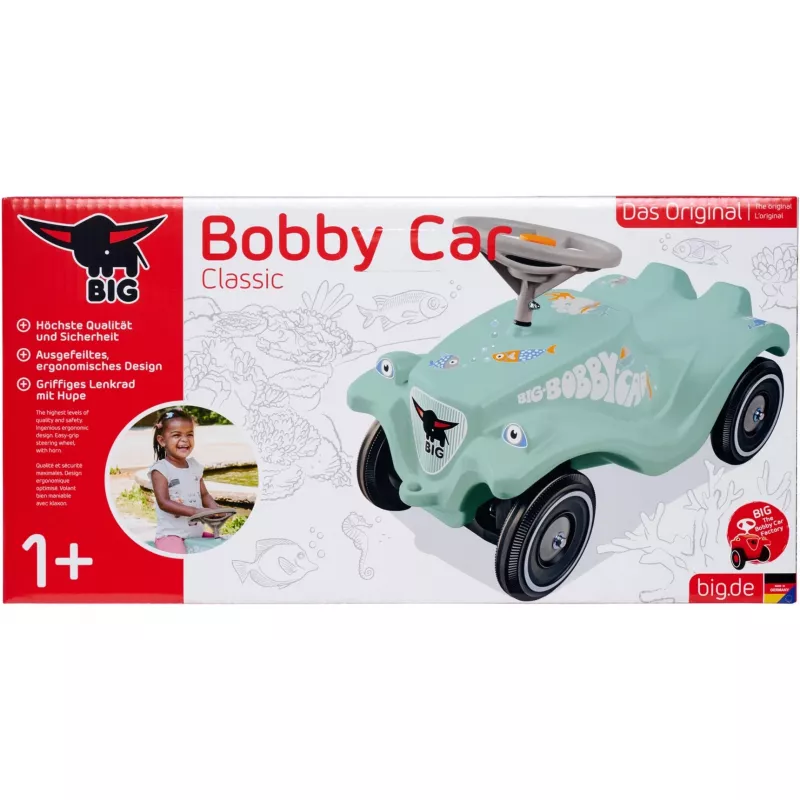 Auto a spinta Simba‑Dickie Bobby Car Classic verde Sea modello 800056141, sedile basso, plastica robusta