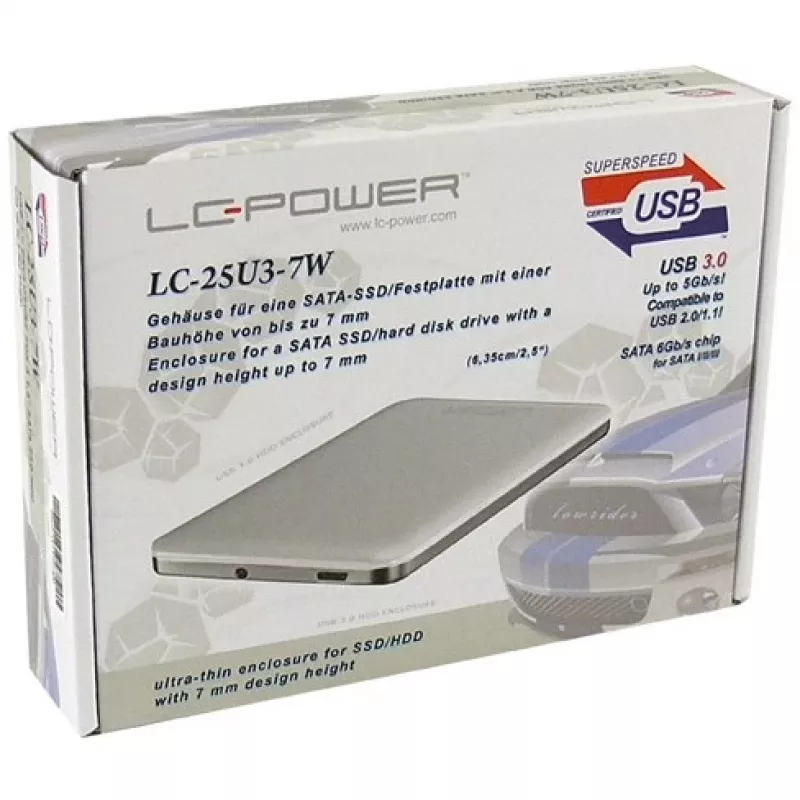 LC-Power LC-25U3-7W, solo case 2.5, USB 3.0, bianco, per SATA HDD/SSD (LC-25U3-7W)