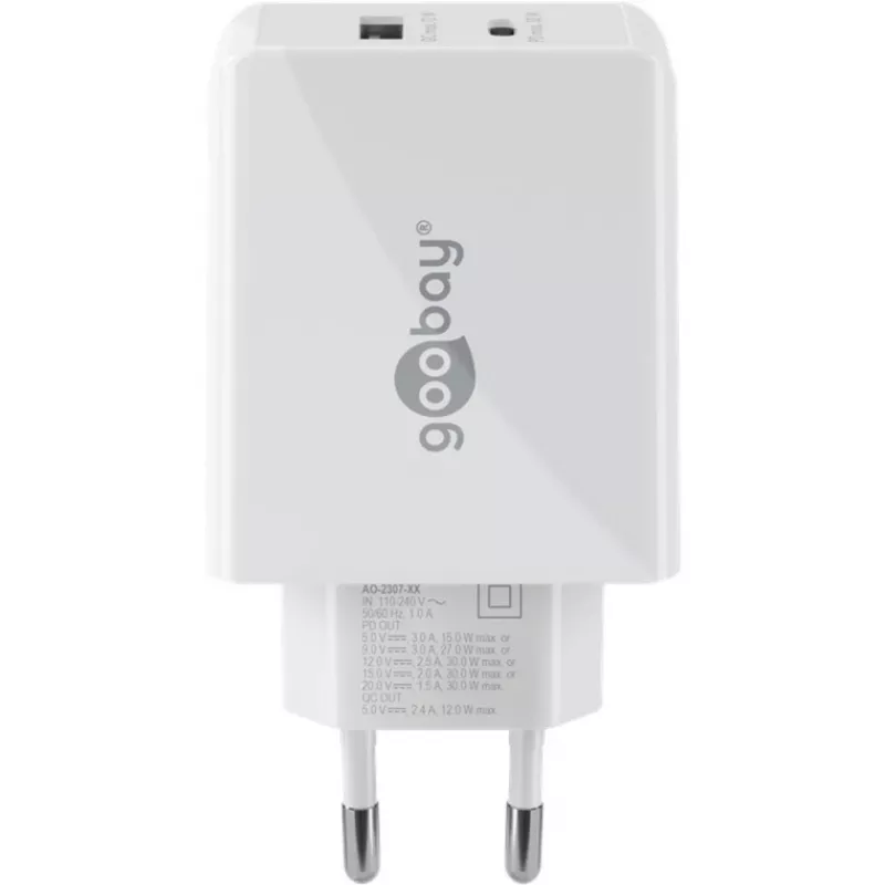 Goobay Dual USB-C™ PD (Power Delivery) caricabatterie rapido (30 W) (61674)