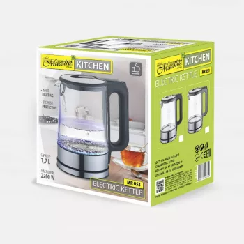 Bollitore Maestro MR-053 1,7 l 2200 W corpo in vetro nero con indicatore del livello dell'acqua