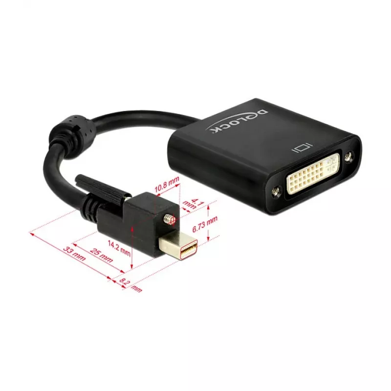 Adattatore per cavo video DeLOCK 62639 Mini DisplayPort a DVI-I 0,25 m nero