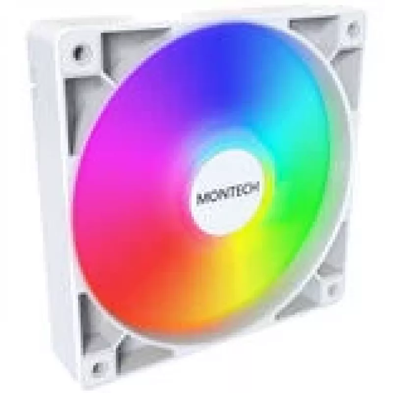 Ventola di raffreddamento Montech GF120 PWM ARGB 120 mm bianco, controllo PWM, illuminazione ARGB