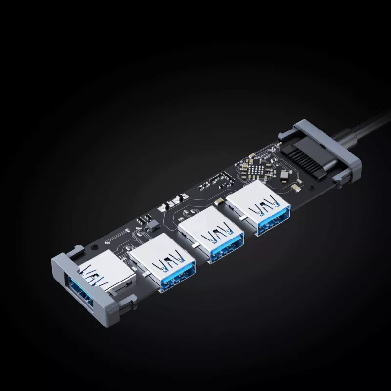 Hub USB Aukey CB-H36 — 4 porte USB 3.2 Gen 1 Type-A, host USB 2.0, 5000 Mbit/s, alluminio argento
