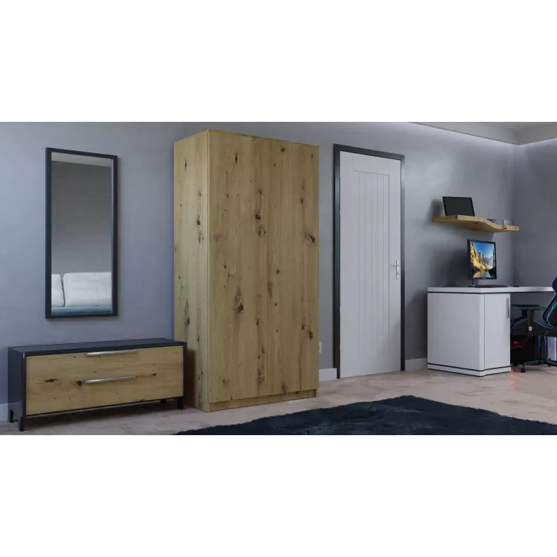 Armadio Top E Shop SD-90 ART KPL — telaio color rovere, 7 ripiani, 2 ante