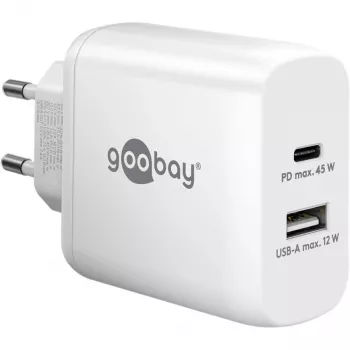 Goobay 65412 caricabatterie per dispositivi mobili cuffie, laptop, smartphone, tablet bianco AC interno